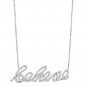 3W454 - Rhodium Brass Necklace with AAA Grade CZ in Clear
