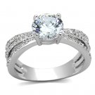 3W478 - Rhodium Brass Ring with AAA Grade CZ in Clear