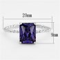3W498 - Rhodium Brass Ring with AAA Grade CZ in Amethyst