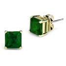 3W537 - Gold Brass Earrings with Synthetic Synthetic Glass in Emerald Default Title