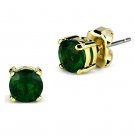 3W558 - Gold Brass Earrings with Synthetic Synthetic Glass in Emerald Default Title