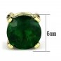 3W558 - Gold Brass Earrings with Synthetic Synthetic Glass in Emerald Default Title