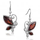 3W613 - Rhodium Brass Earrings with AAA Grade CZ in Garnet Default Title