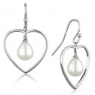 3W630 - Rhodium Brass Earrings with Semi-Precious Pearl in White Default Title