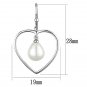 3W630 - Rhodium Brass Earrings with Semi-Precious Pearl in White Default Title