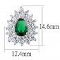 3W656 - Rhodium Brass Earrings with Synthetic Synthetic Glass in Emerald Default Title