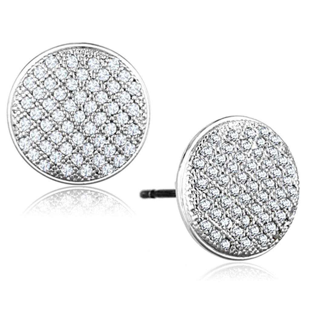 3W666 - Rhodium Brass Earrings with AAA Grade CZ in Clear Default Title