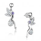 3W670 - Rhodium Brass Earrings with AAA Grade CZ in Amethyst Default Title