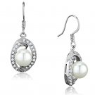 3W673 - Rhodium Brass Earrings with Synthetic Pearl in White Default Title