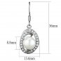 3W673 - Rhodium Brass Earrings with Synthetic Pearl in White Default Title