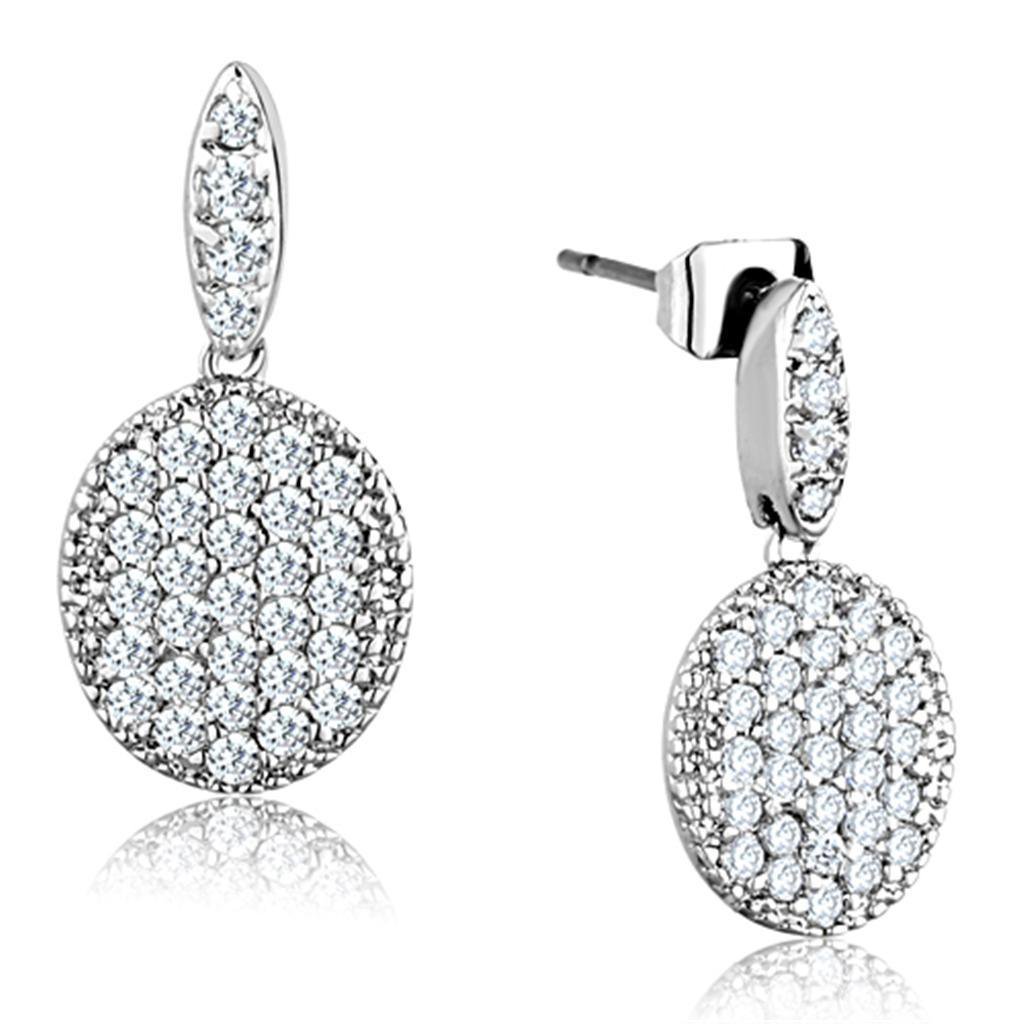 3W692 - Rhodium Brass Earrings with AAA Grade CZ in Clear Default Title