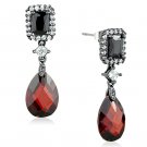 3W704 - Ruthenium Brass Earrings with AAA Grade CZ in Garnet Default Title
