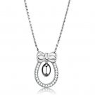 3W718 - Rhodium Brass Necklace with AAA Grade CZ in Clear
