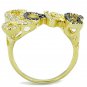3W777 - Gold+Ruthenium Brass Ring with AAA Grade CZ in Amethyst