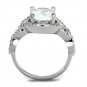 3W880 - Rhodium Brass Ring with AAA Grade CZ in Clear