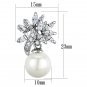 3W888 - Rhodium Brass Earrings with Synthetic Pearl in White Default Title