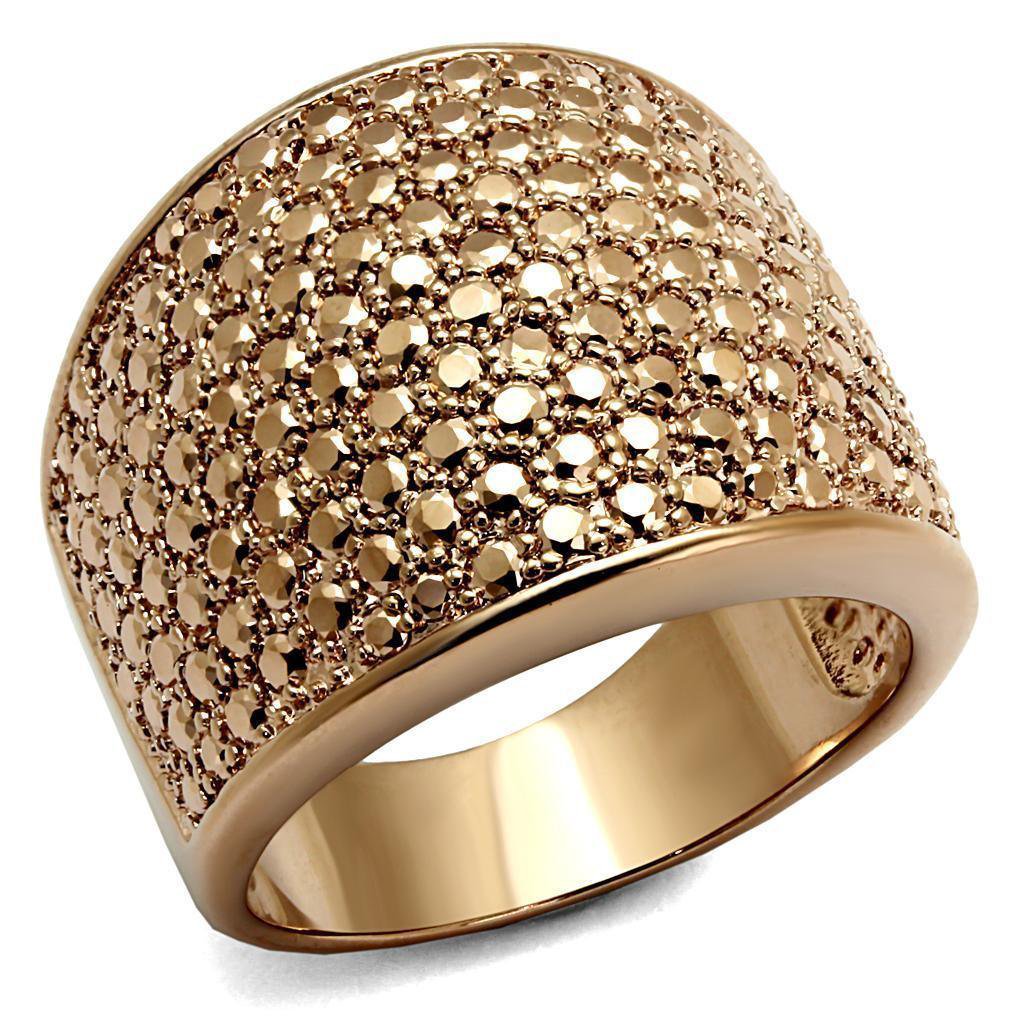 3W935 - IP Rose Gold(Ion Plating) Brass Ring with AAA Grade CZ in Metallic Light Gold