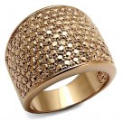 3W935 - IP Rose Gold(Ion Plating) Brass Ring with AAA Grade CZ in Metallic Light Gold