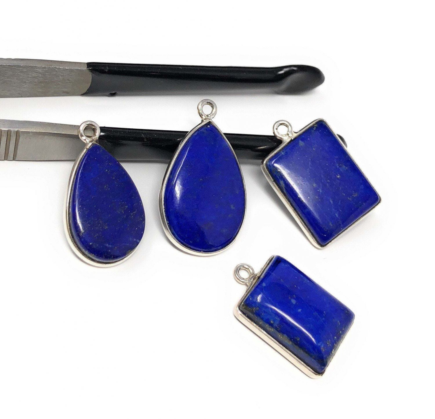 4 Pcs Lapis Lazuli Charms; Gemstone ChJewelry Findings DIY Jewelry Wholesale Charms Default Title