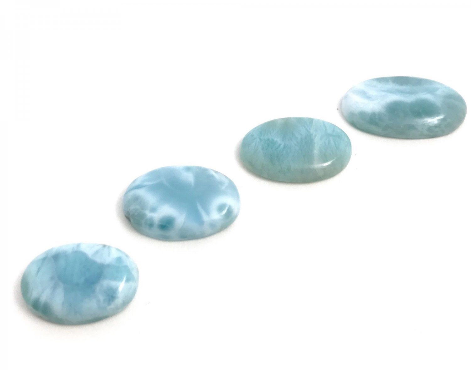 4 Pcs Larimar Cabochon Lot; Loose GemstoJewelry Making Jewelry Supplies 23mm - 29mm Default Title