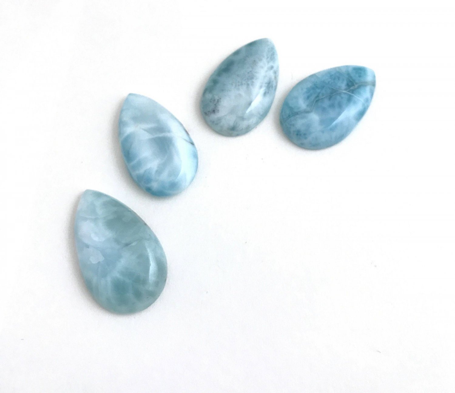 4 Pcs Larimar Cabochon; GeWholesale Gemstone Cabochon Jewelry Making Bulk Cabochons Default Title