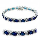 415501 - Rhodium Brass Bracelet with Synthetic Spinel in Sapphire