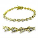 415804 - Gold Brass Bracelet with AAA Grade CZ in Clear