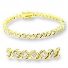 47204 - Gold Brass Bracelet with AAA Grade CZ in Clear