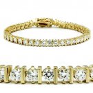 47205 - Gold Brass Bracelet with AAA Grade CZ in Clear