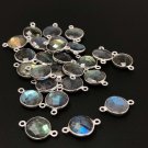 5 Pcs Labradorite Gemstone Connector; Sterling Silver Connector Charms; 18.5x12mm Default Title