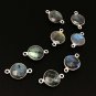 5 Pcs Labradorite Gemstone Connector; Sterling Silver Connector Charms; 18.5x12mm Default Title