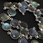 5 Pcs Labradorite Gemstone Connector; Sterling Silver Connector Charms; 18.5x12mm Default Title