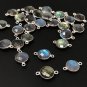 5 Pcs Labradorite Gemstone Connector; Sterling Silver Connector Charms; 18.5x12mm Default Title