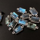 5 Pcs Labradorite Gemstone Connector; Sterling Silver Connectors Charms; 20x9mm Default Title