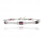 5ct Garnet & Diamond Accent Emerald-Cut Link Bracelet BBR13033G