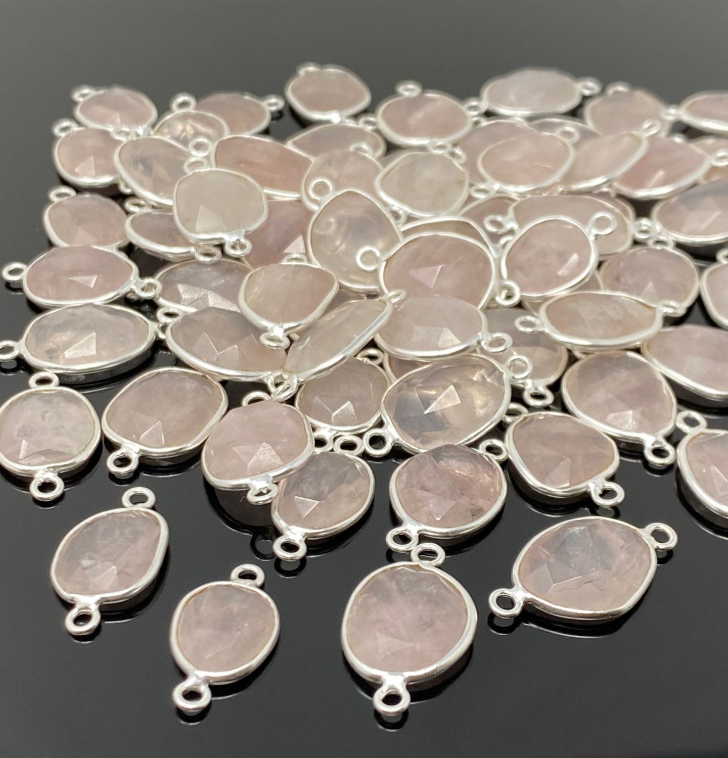 5Pcs- 10Pcs Rose Quartz ConnecGemstone Connectors Wholesale Bulk Jewelry Supplies 19x10mm-24x13mm