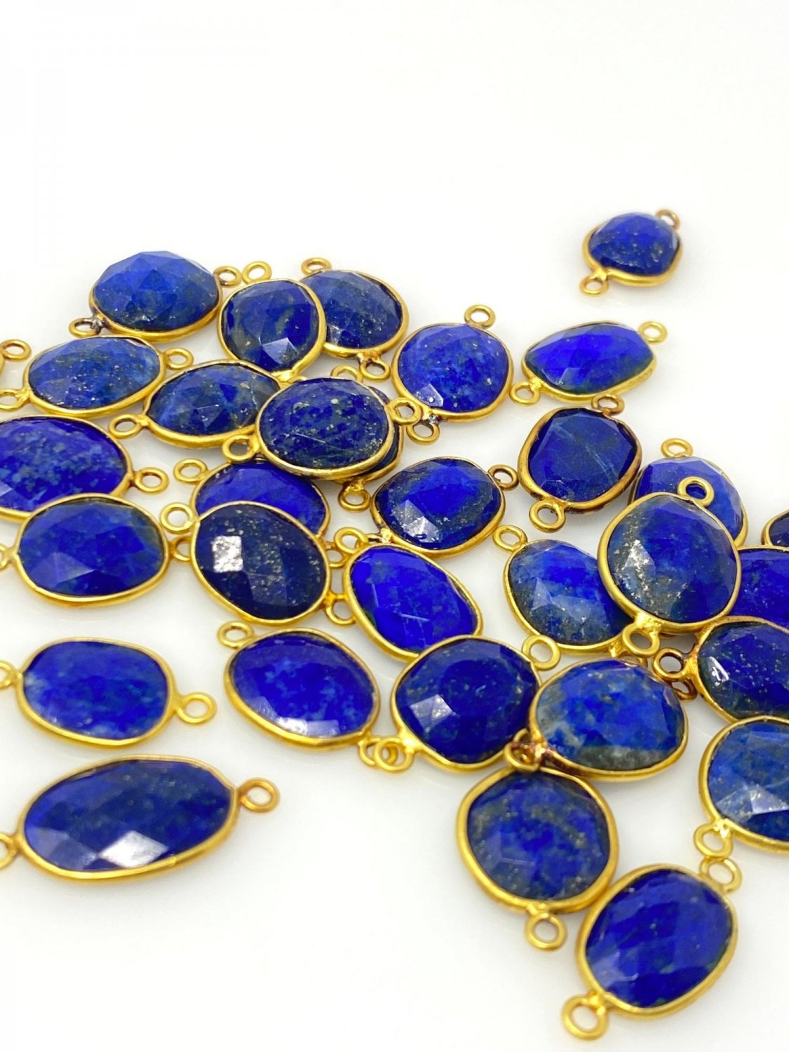 5Pcs-10Pcs Lapis Lazu14K Gold Plated over Sterling Silver Bulk Jewelry Supplies 20x10mm - 24x15mm