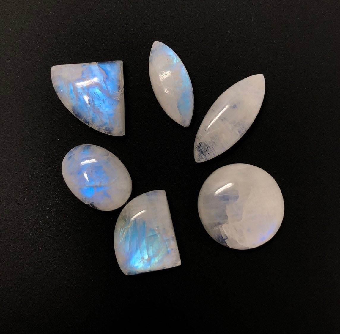 6Pcs Moonstone Gemstone Cabochons; Natural Wire Wrapping Mix Shape Cabs 20mm - 30mm Default Title