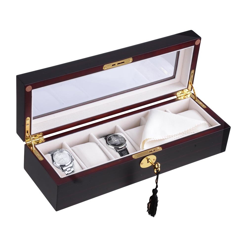 6Slots Single Watch Display Ebony Wood Matt LA01