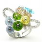 6X029 - Rhodium Brass Ring with AAA Grade CZ in Multi Color