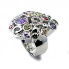 6X051 - Rhodium Brass Ring with AAA Grade CZ in Multi Color