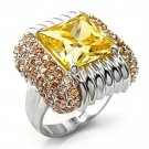 7X316 - Rhodium 925 Sterling Silver Ring with AAA Grade CZ in Topaz