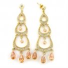 7X372 - Gold 925 Sterling Silver Earrings with AAA Grade CZ in Champagne Default Title
