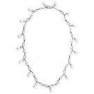 7X420 - Rhodium 925 Sterling Silver Necklace with Synthetic Pearl in White