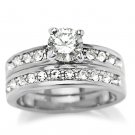 8X002 - Rhodium Brass Ring with AAA Grade CZ in Clear