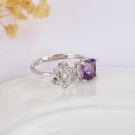 925 silver flower Amethyst Ring purple