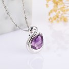 925 Silver Swan Amethyst Pendant purple