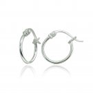 925 Silver Tiny Small 12mm Polished Round Thin Lightweight Unisex Hoop Earrings H15855