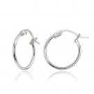 925 Silver Tiny Small 15mm Polished Round Thin Lightweight Unisex Hoop Earrings H15856