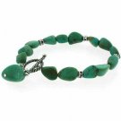 925 Sterling Silver Genuine Green Turquoise Nugget & Bali Bead Bracelet B4766TQ3